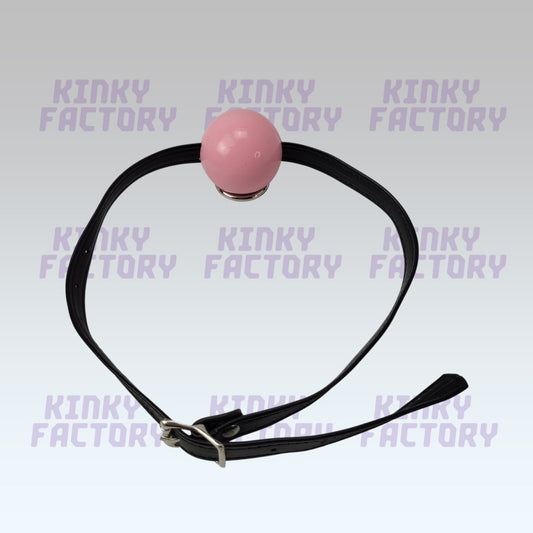 Pink Ballgag – Adjustable Leather Strap - 42 to 56 mm