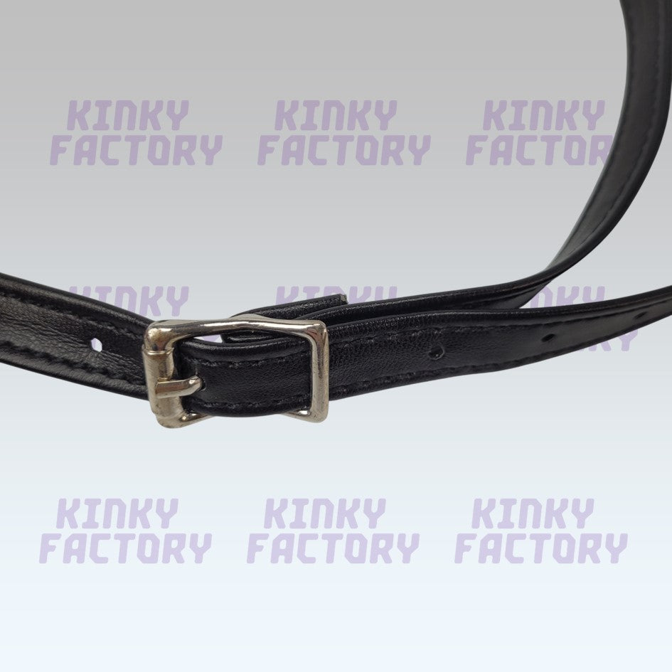 Black Ballgag – Adjustable Leather Strap - 42 to 56 mm
