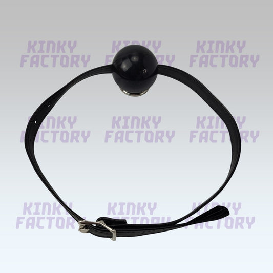 Black Ballgag – Adjustable Leather Strap - 42 to 56 mm