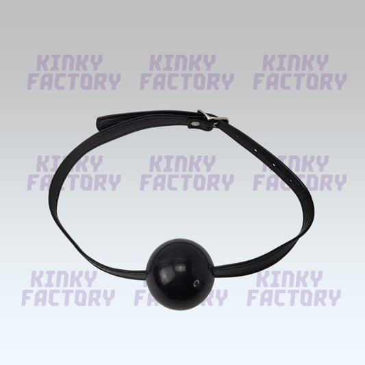 Black Ballgag – Adjustable Leather Strap - 42 to 56 mm