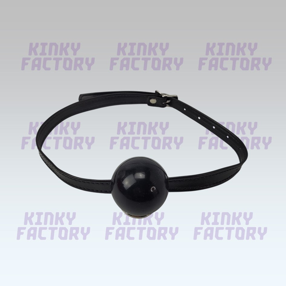 Black Ballgag – Adjustable Leather Strap - 42 to 56 mm