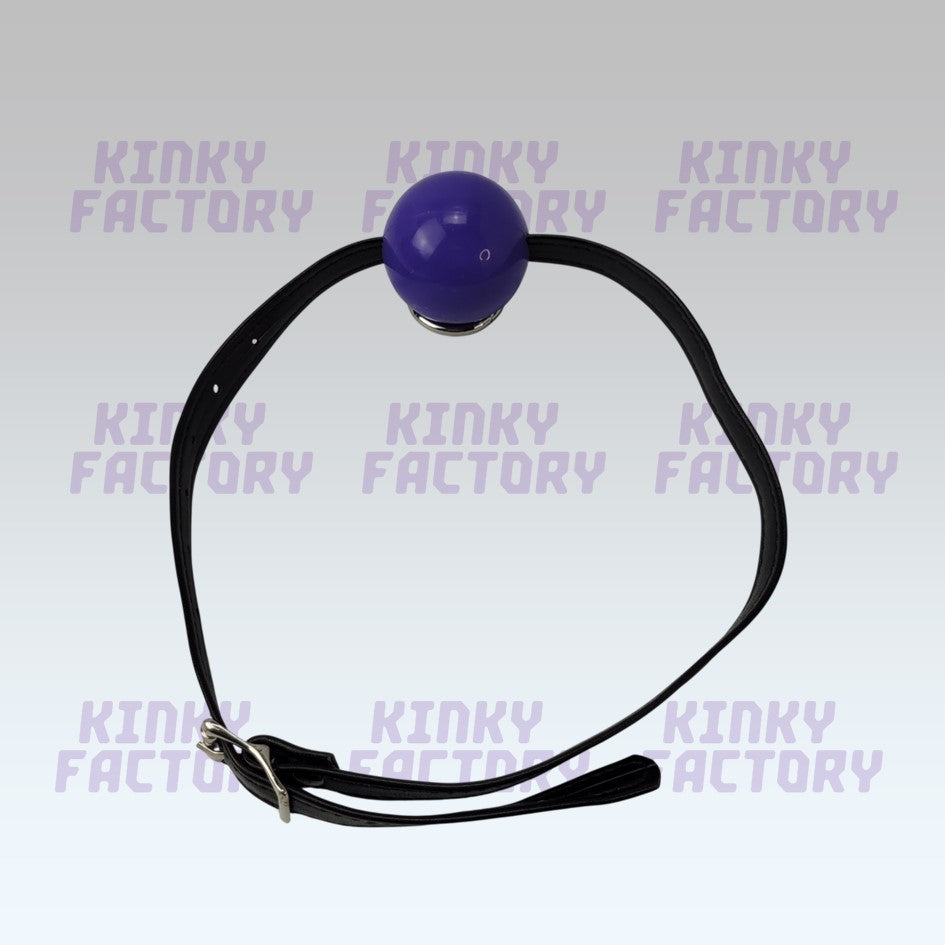 Purple Ballgag – Adjustable Leather Strap - 42 to 56 mm