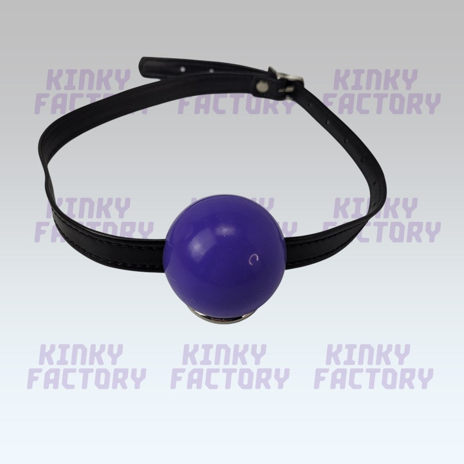 Purple Ballgag – Adjustable Leather Strap - 42 to 56 mm