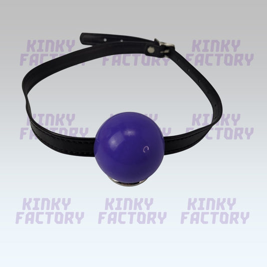 Purple Ballgag – Adjustable Leather Strap - 42 to 56 mm