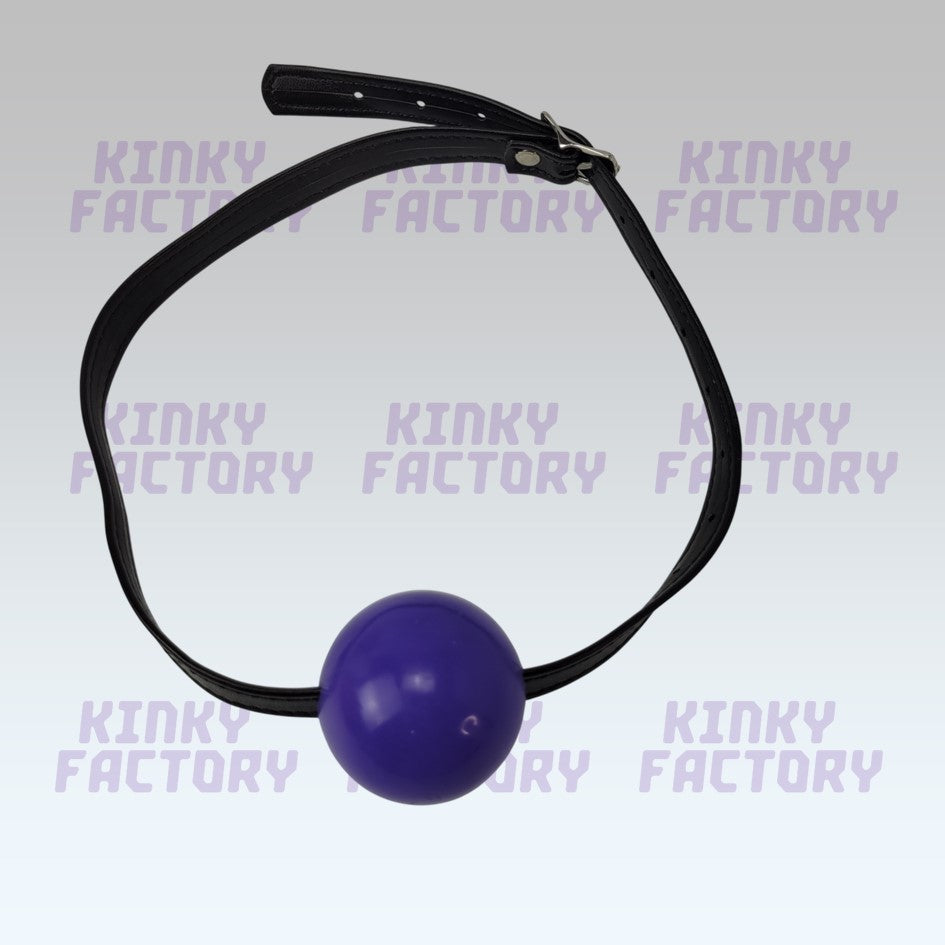 Purple Ballgag – Adjustable Leather Strap - 42 to 56 mm