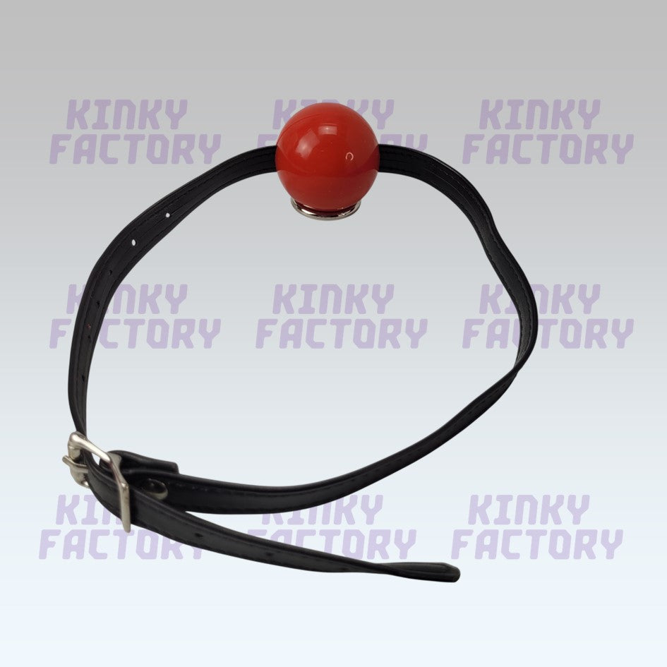 Red Ballgag – Adjustable Leather Strap - 42 to 56 mm