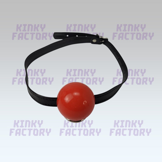 Red Ballgag – Adjustable Leather Strap - 42 to 56 mm