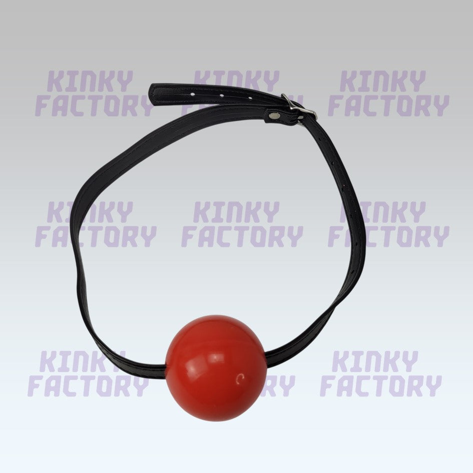 Red Ballgag – Adjustable Leather Strap - 42 to 56 mm