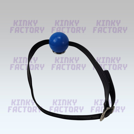 Blue Ballgag – Adjustable Leather Strap - 42 to 56 mm